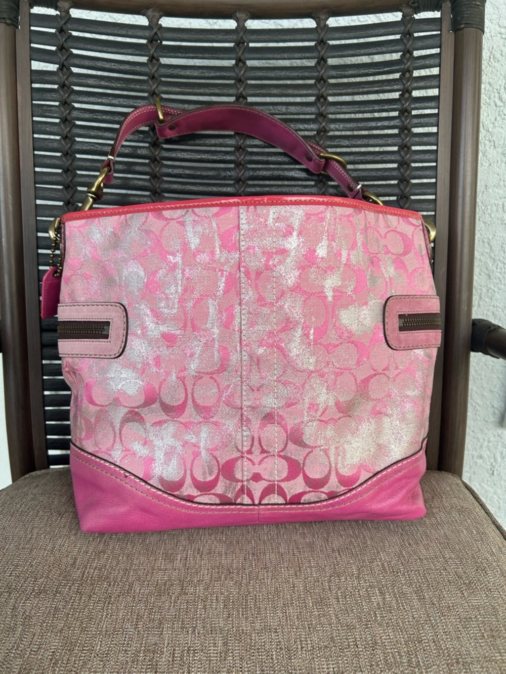 Coach Pink and silver shoulder bag